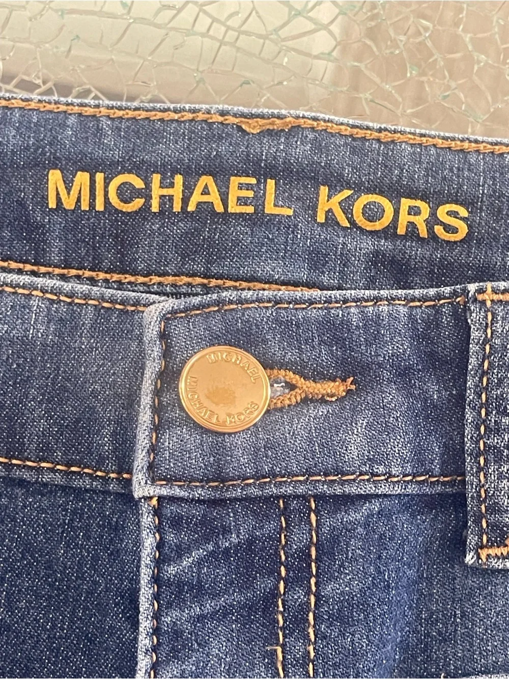 Michael Kors Dark Blue Flare Jeans with Gold Buttons